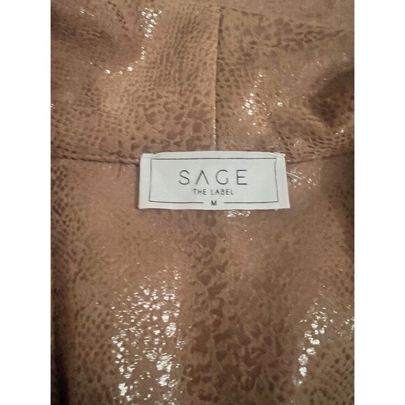 Anthropologie Sage the Label Blazer Jacket Medium Beige Snake Prnt Office Siren - Picture 3 of 6